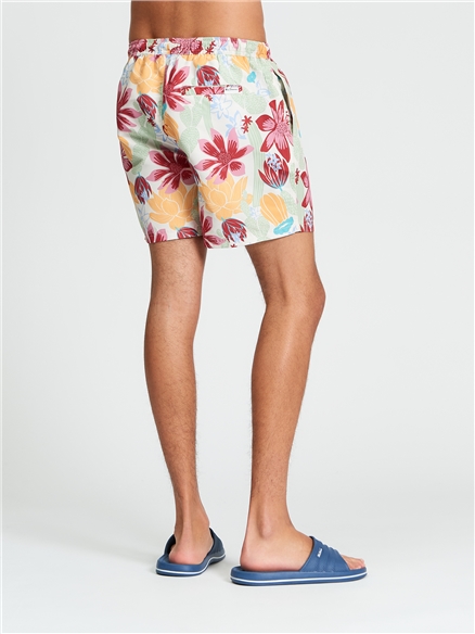 Cactus Print Swimshort in Ivory