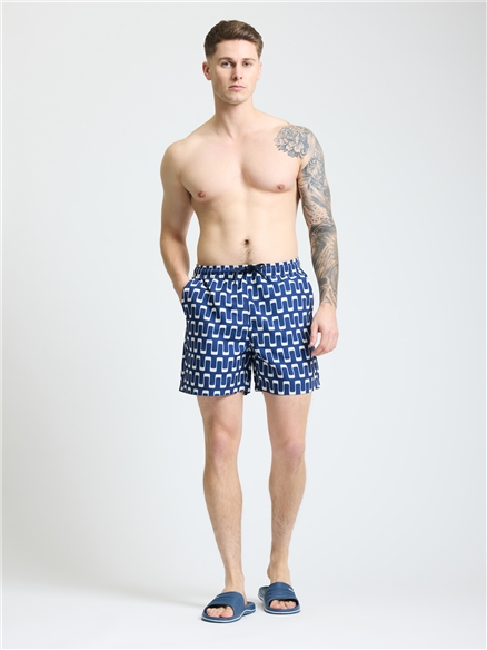 Resort Geo Swim Short in Dark Navy