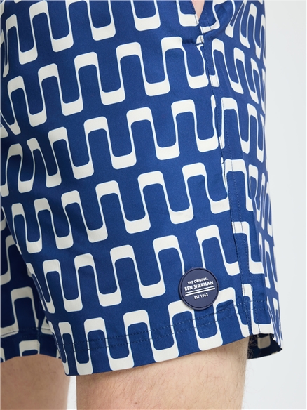 Resort Geo Swim Short in Dark Navy