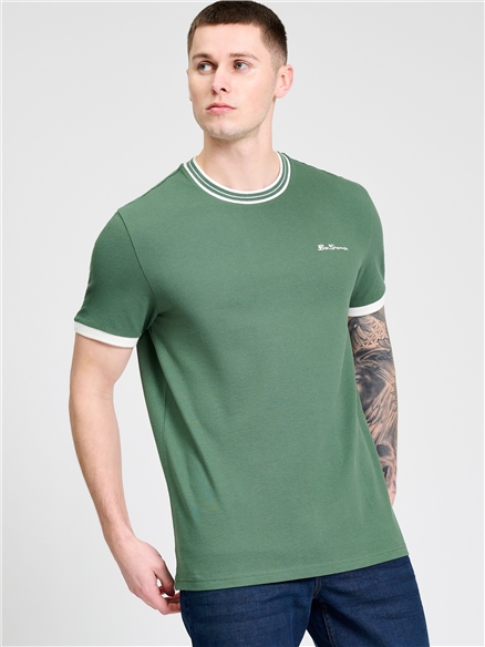 Pique Ringer Tee in Deep Jungle