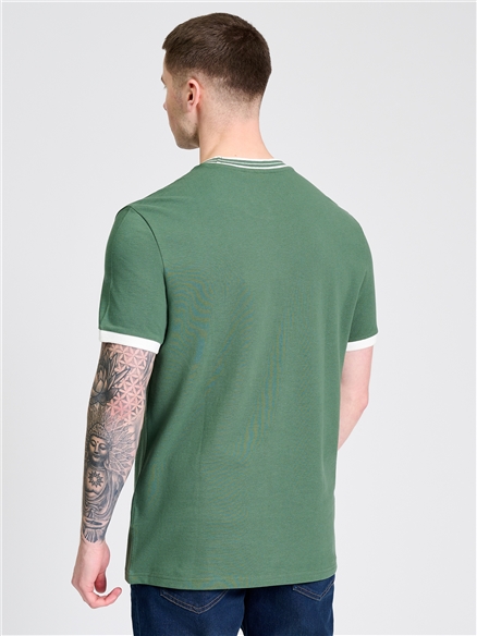 Pique Ringer Tee in Deep Jungle