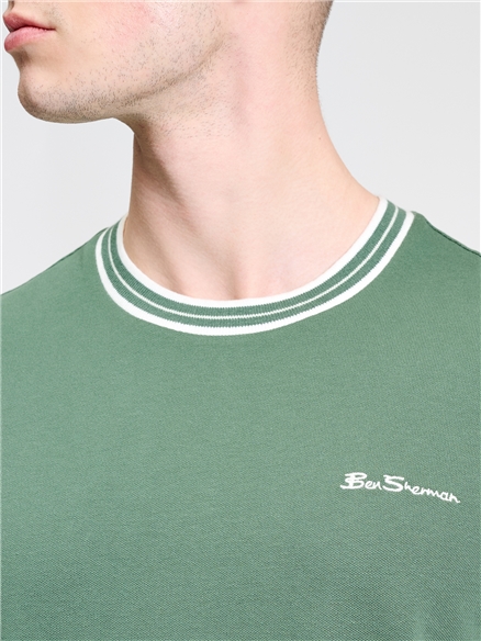 Pique Ringer Tee in Deep Jungle