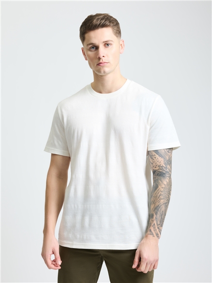 Textured Stripe Tee in Ivory