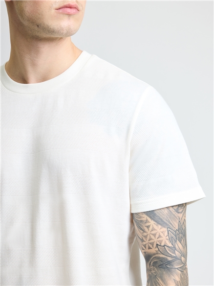 Textured Stripe Tee in Ivory