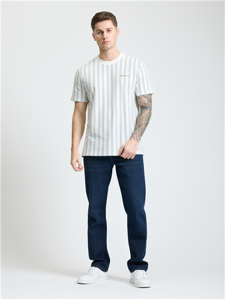 Vertical Stripe Tee in Snow White