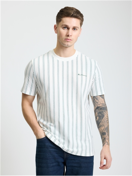 Vertical Stripe Tee in Snow White
