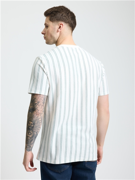 Vertical Stripe Tee in Snow White