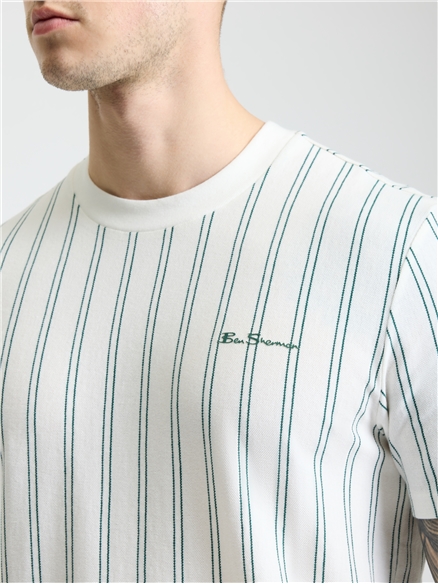 Vertical Stripe Tee in Snow White