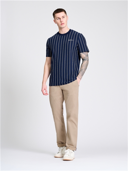 Vertical Stripe Tee in Dark Navy
