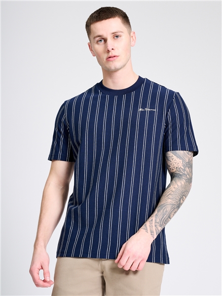 Vertical Stripe Tee in Dark Navy