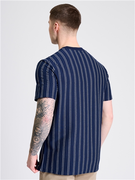Vertical Stripe Tee in Dark Navy