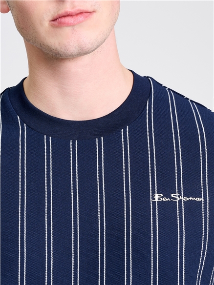 Vertical Stripe Tee in Dark Navy