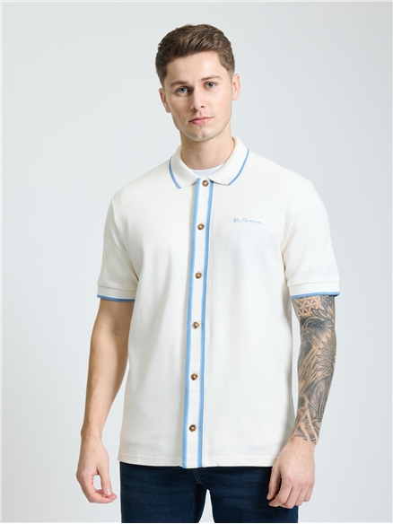 Contrast Tipping Shirt in Snow White