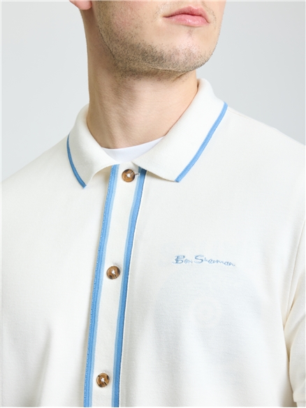 Contrast Tipping Shirt in Snow White