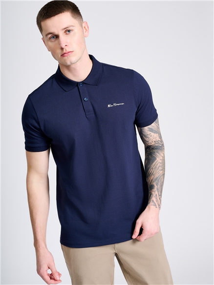 Non Tipped Polo in Dark Navy
