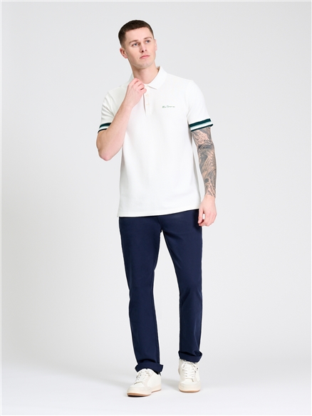 Stripe Cuff Polo in Snow White