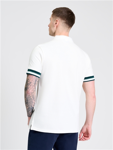 Stripe Cuff Polo in Snow White