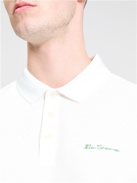 Stripe Cuff Polo in Snow White