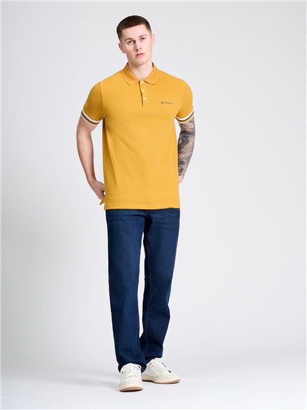 Stripe Cuff Polo in Butterscotch