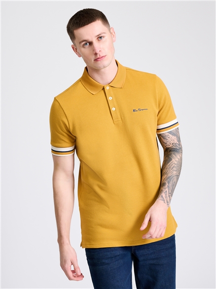 Stripe Cuff Polo in Butterscotch