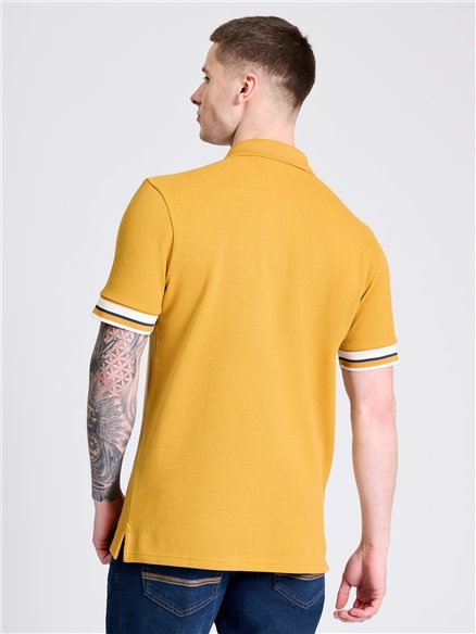 Stripe Cuff Polo in Butterscotch
