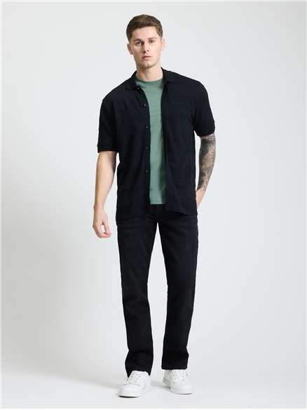 Textured Stripe Shirt in Black