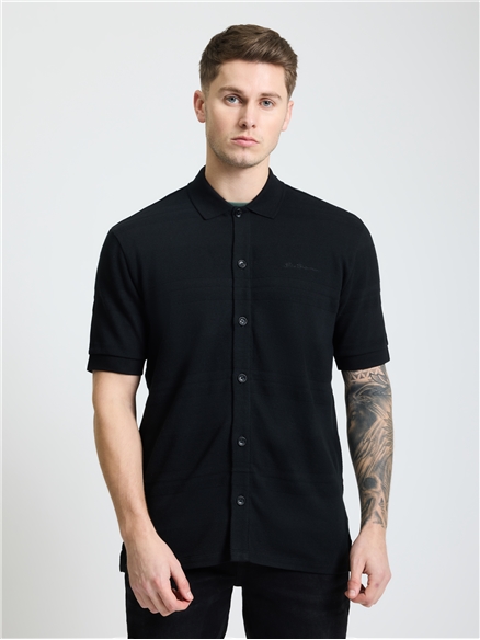 Textured Stripe Shirt in Black