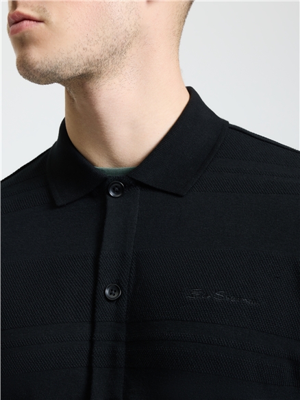 Textured Stripe Shirt in Black