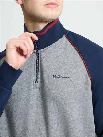 Cut & Sew Quarter Zip in Grey Marl