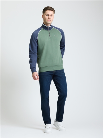 Cut & Sew Quarter Zip in Pale Khaki