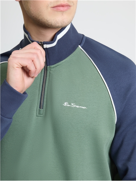 Cut & Sew Quarter Zip in Pale Khaki