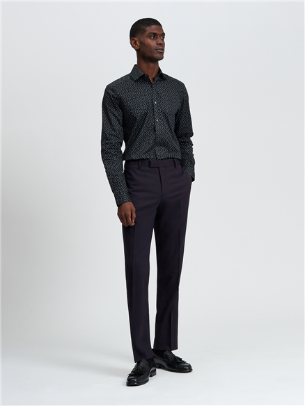 Stretch Printed Micro Paisley in Black