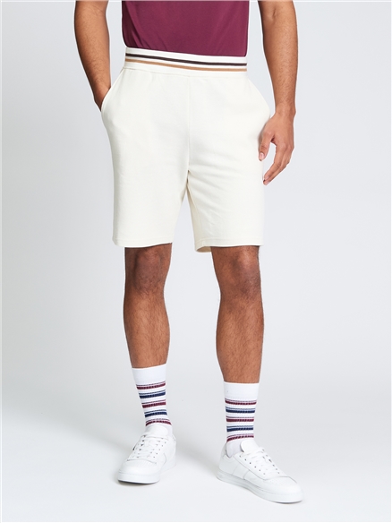 Textured Sweat Short in Oyster White