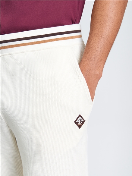 Textured Sweat Short in Oyster White