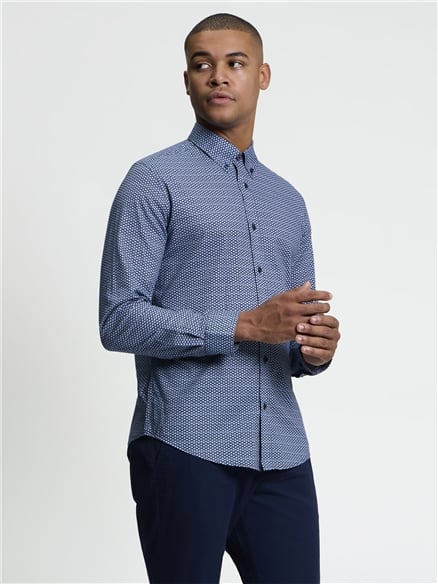 Long Sleeve Mono Print Shirt