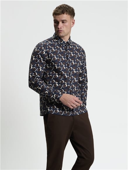 Long Sleeve Abstract Polka Dot Print Shirt