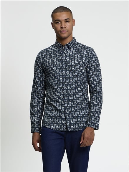 Long Sleeve Foulard Print Shirt