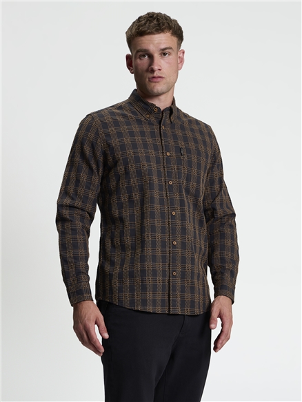 Long Sleeve Broken Puppy Tooth Shirt in Black