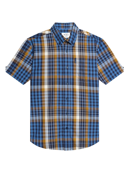 Short Sleeve Heritage Check Shirt in Lapis