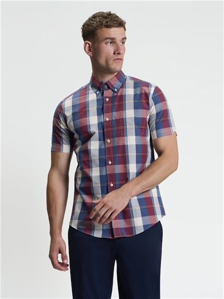 Short Sleeve Gingham Overcheck Shirt