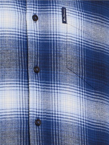 Long Sleeve Ombre Check Shirt in Blue Ink