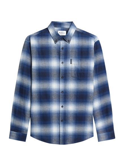 Long Sleeve Ombre Check Shirt in Blue Ink
