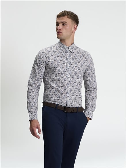 Long Sleeve Intricate Floral Print Shirt