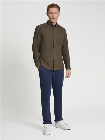 Plain Brushed Flannel Shirt in Camouflage