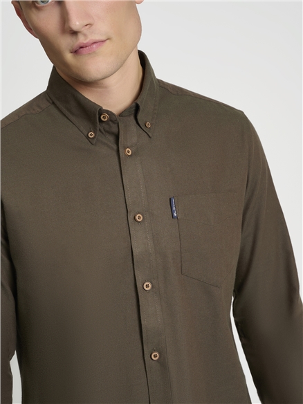 Plain Brushed Flannel Shirt in Camouflage