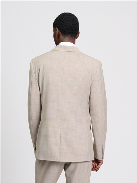 Tonal Wool Check Jacket in Light Brown