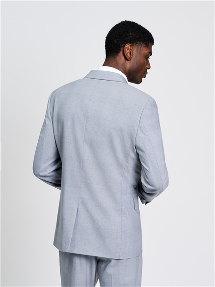 Prince Of Wales Wool Check Jacket in Light Blue