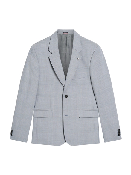 Prince Of Wales Wool Check Jacket in Light Blue