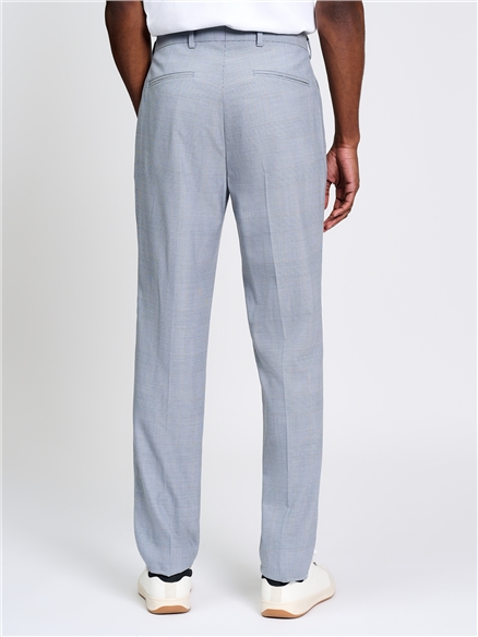 Prince of Wales Wool Check Trousers in Light Blue