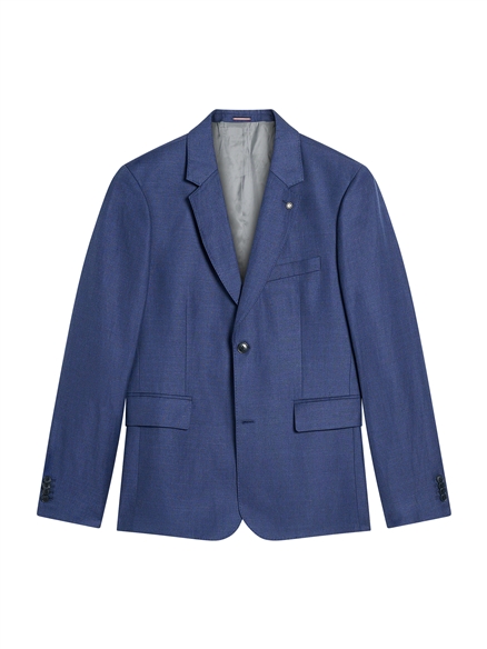 Textured Linen Blend Jacket in Blue